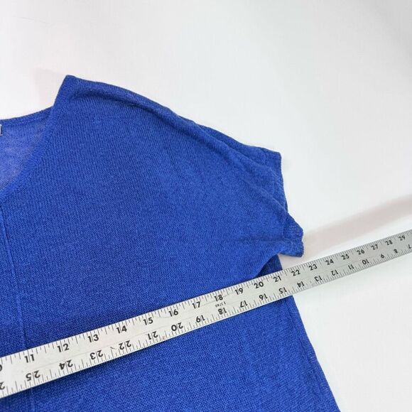 Chicos Top Shirt Womens Large Linen Blend Blue Oversized Open Knit Flowy - Picture 3 of 7